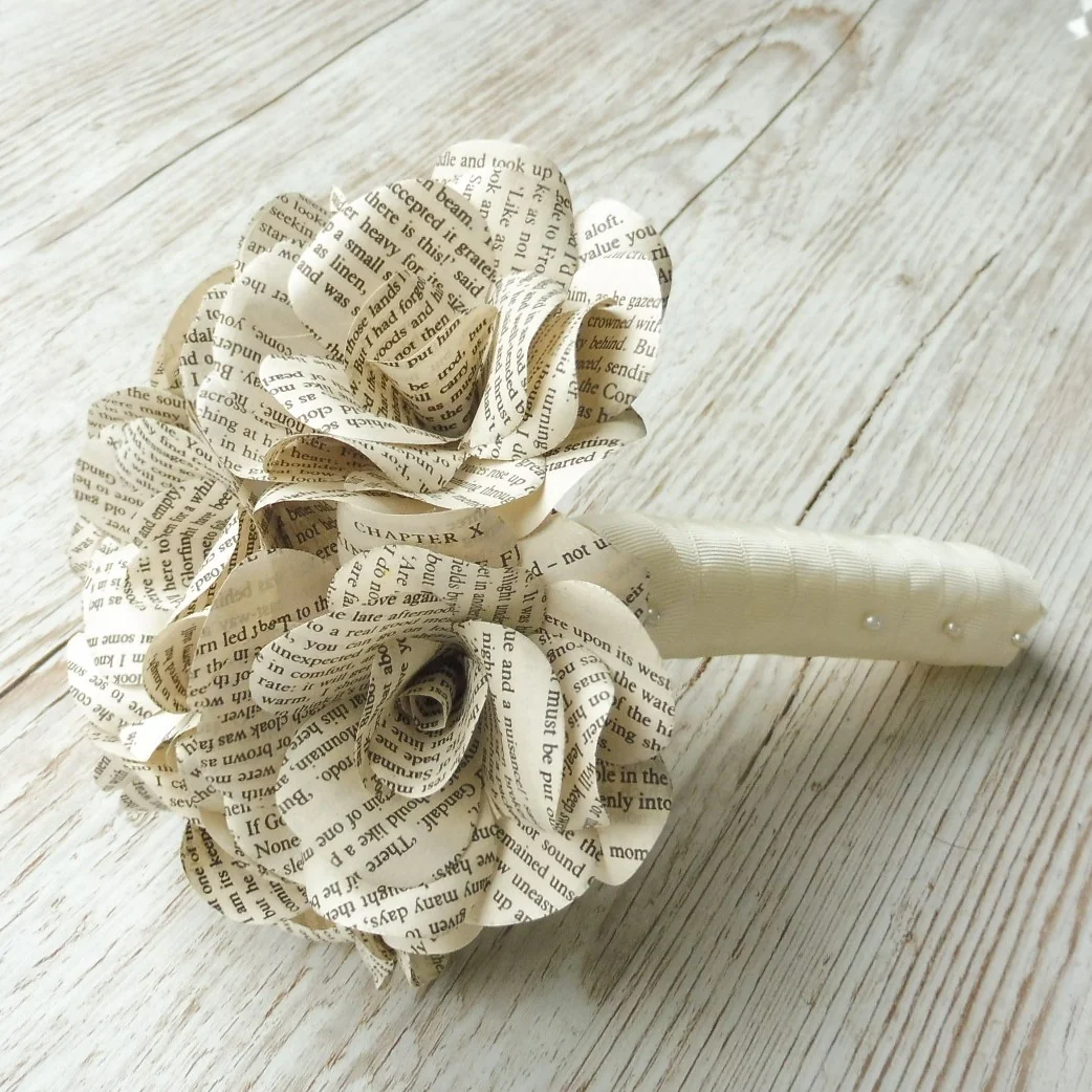 Book Paper Flower Bridal Bouquet - Image 5