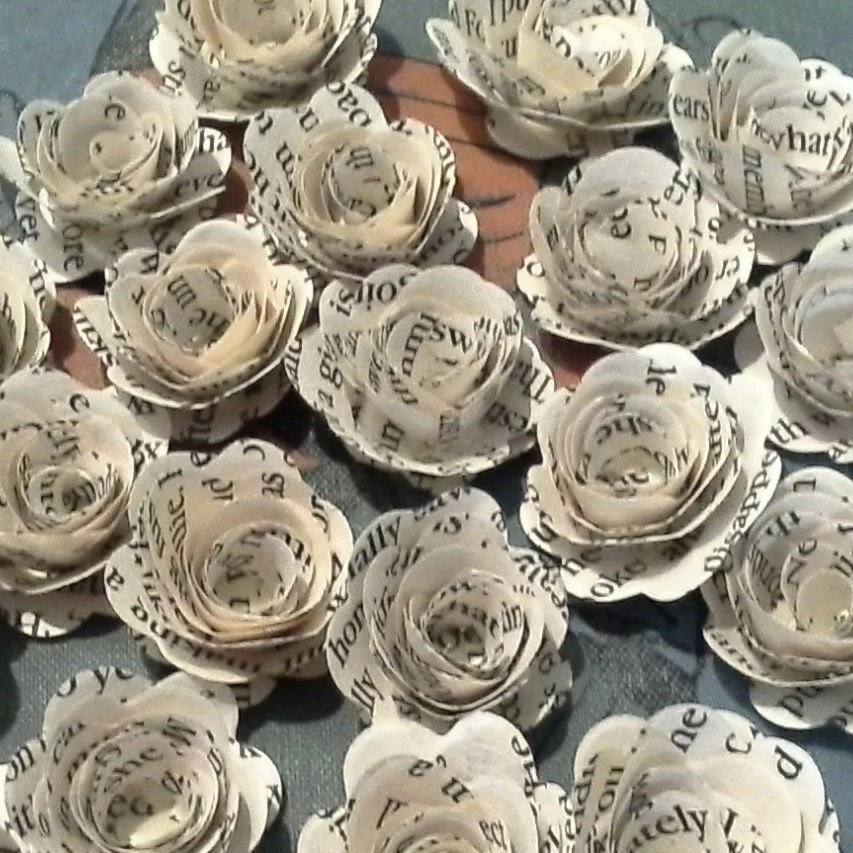 Book Paper Flowers, Loose Flowers, Rolled Roses x 25 - Image 2