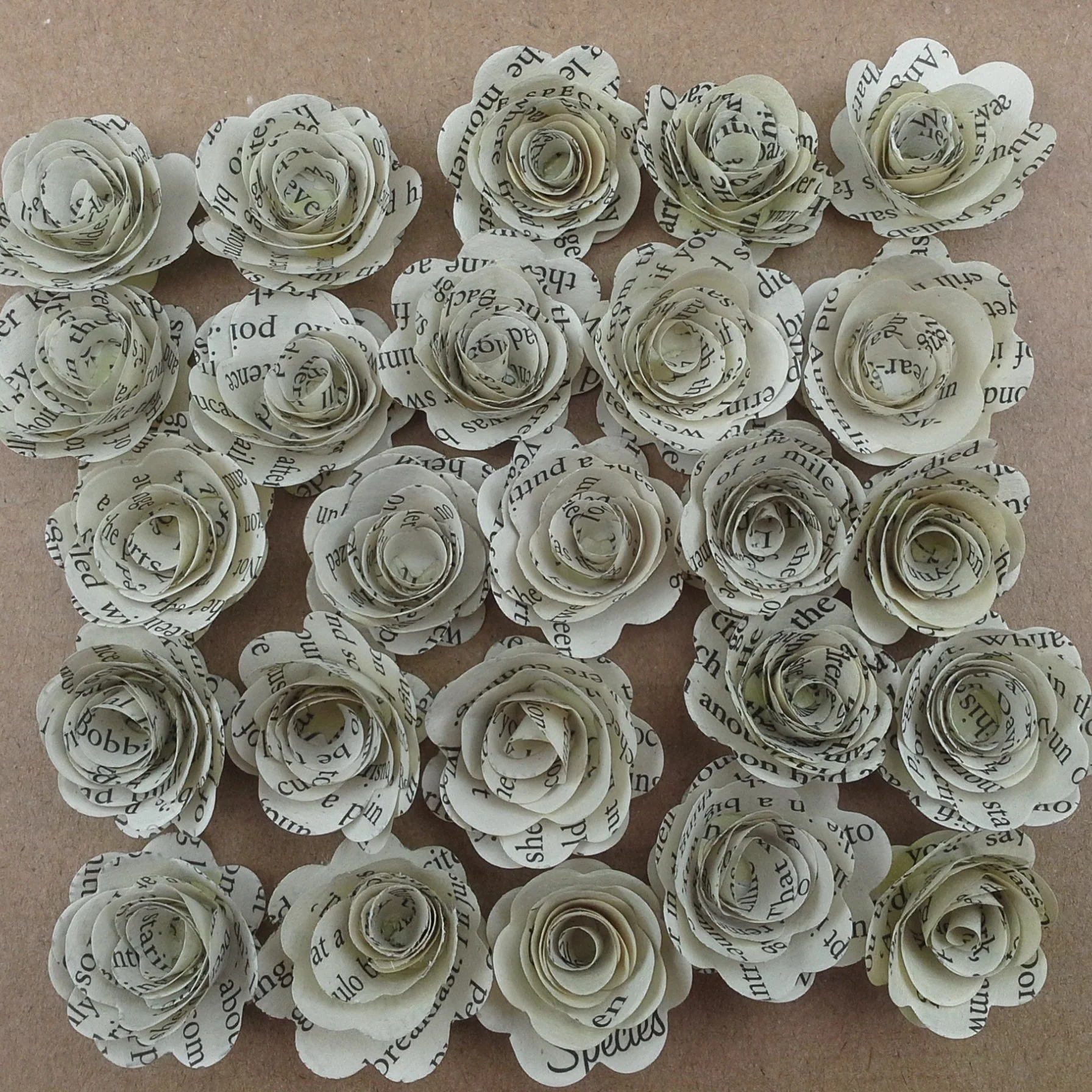 Book Paper Flowers, Loose Flowers, Rolled Roses x 25 - Image 6