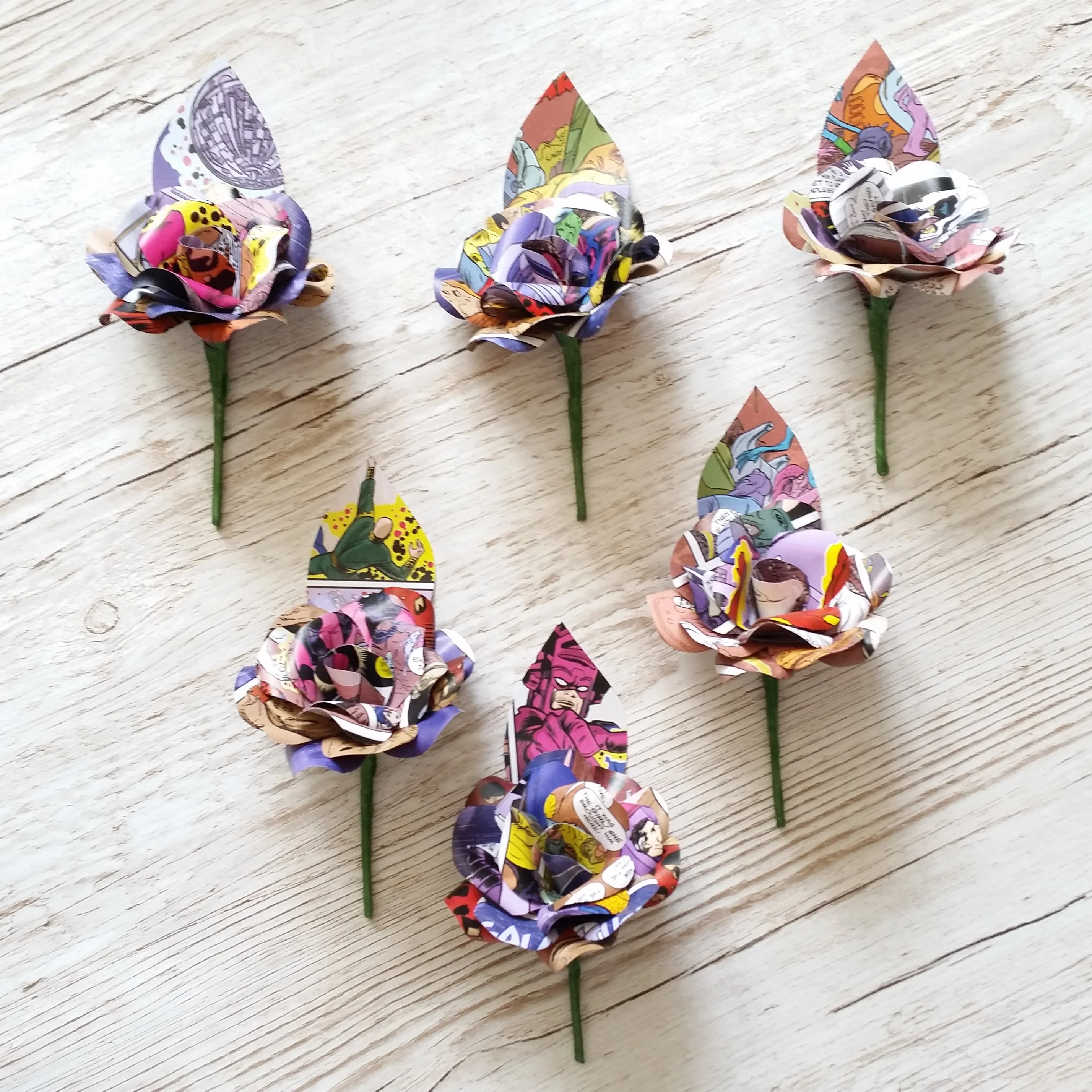 Comic Book Paper Flower Buttonholes / Boutonnieres - Image 8