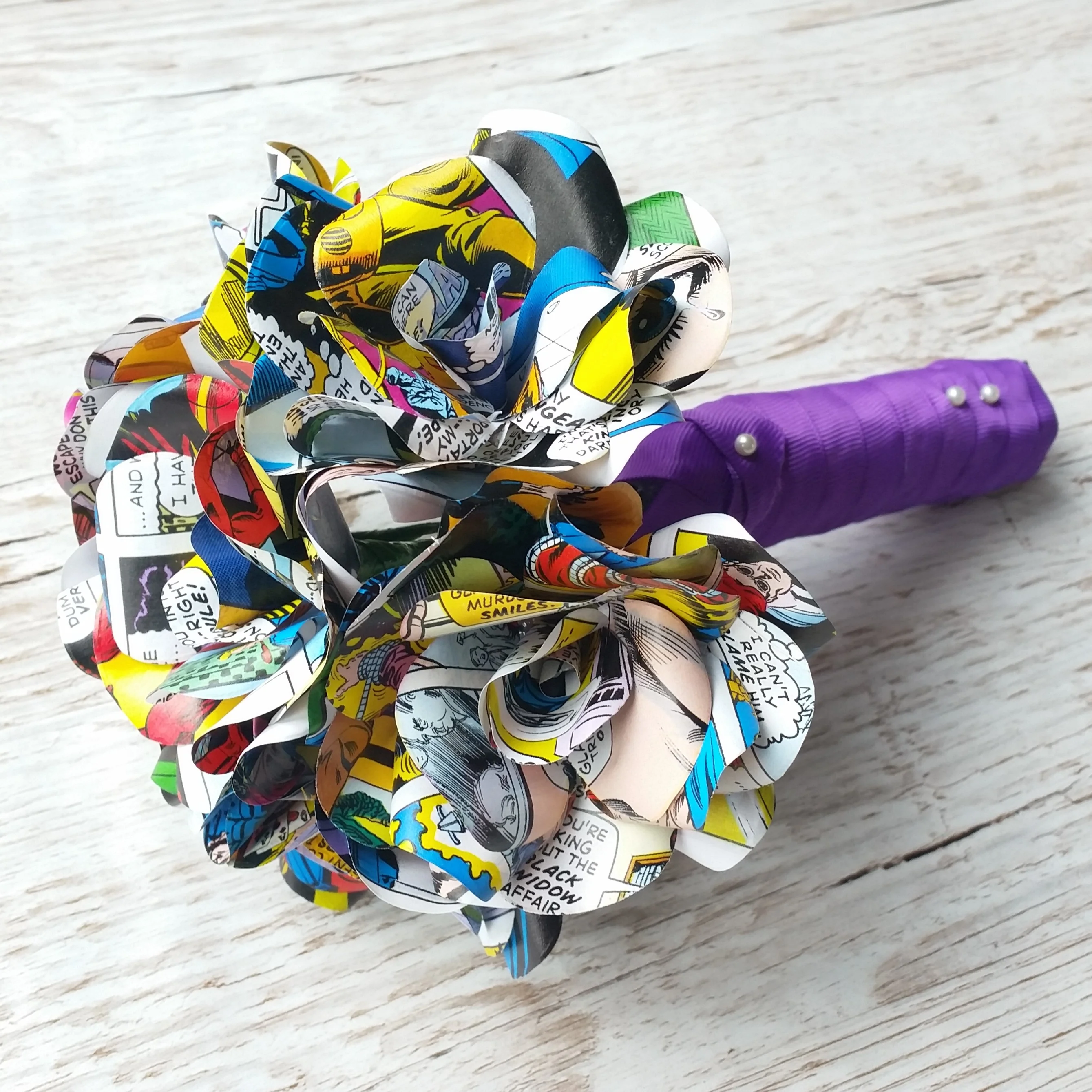 Comic Book Paper Flower Bridal Bouquet - Image 3