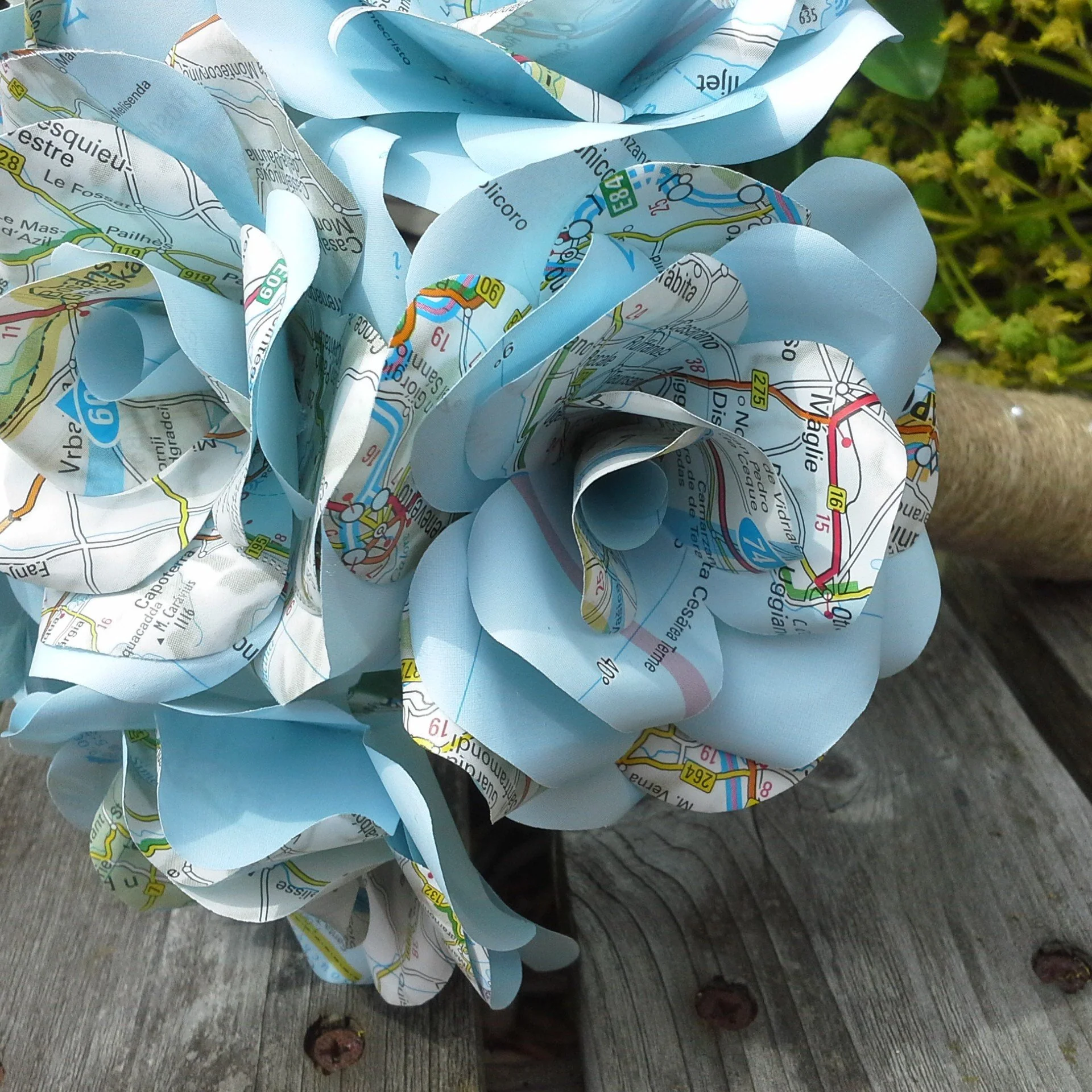 Map Rose Paper Flower Bridal Bouquet - Wedding Flowers - Image 5