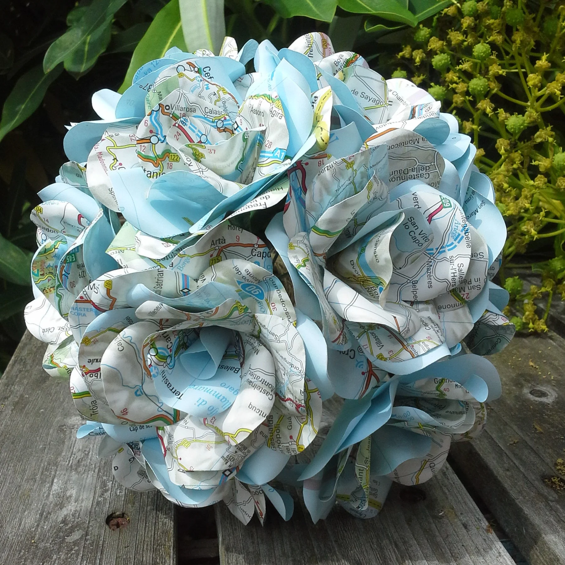 Map Rose Paper Flower Bridal Bouquet - Wedding Flowers - Image 6