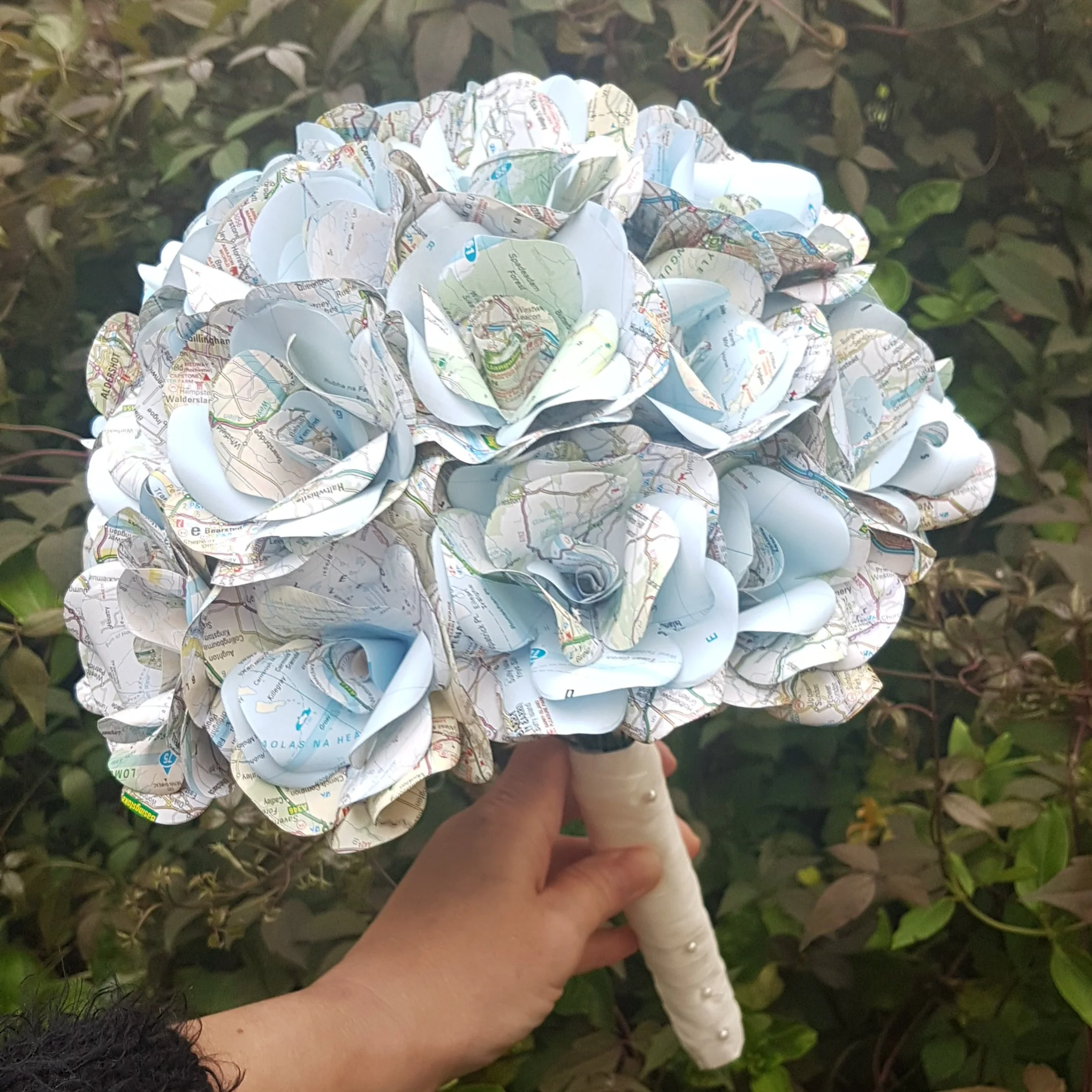 Map Rose Paper Flower Bridal Bouquet - Wedding Flowers - Image 7