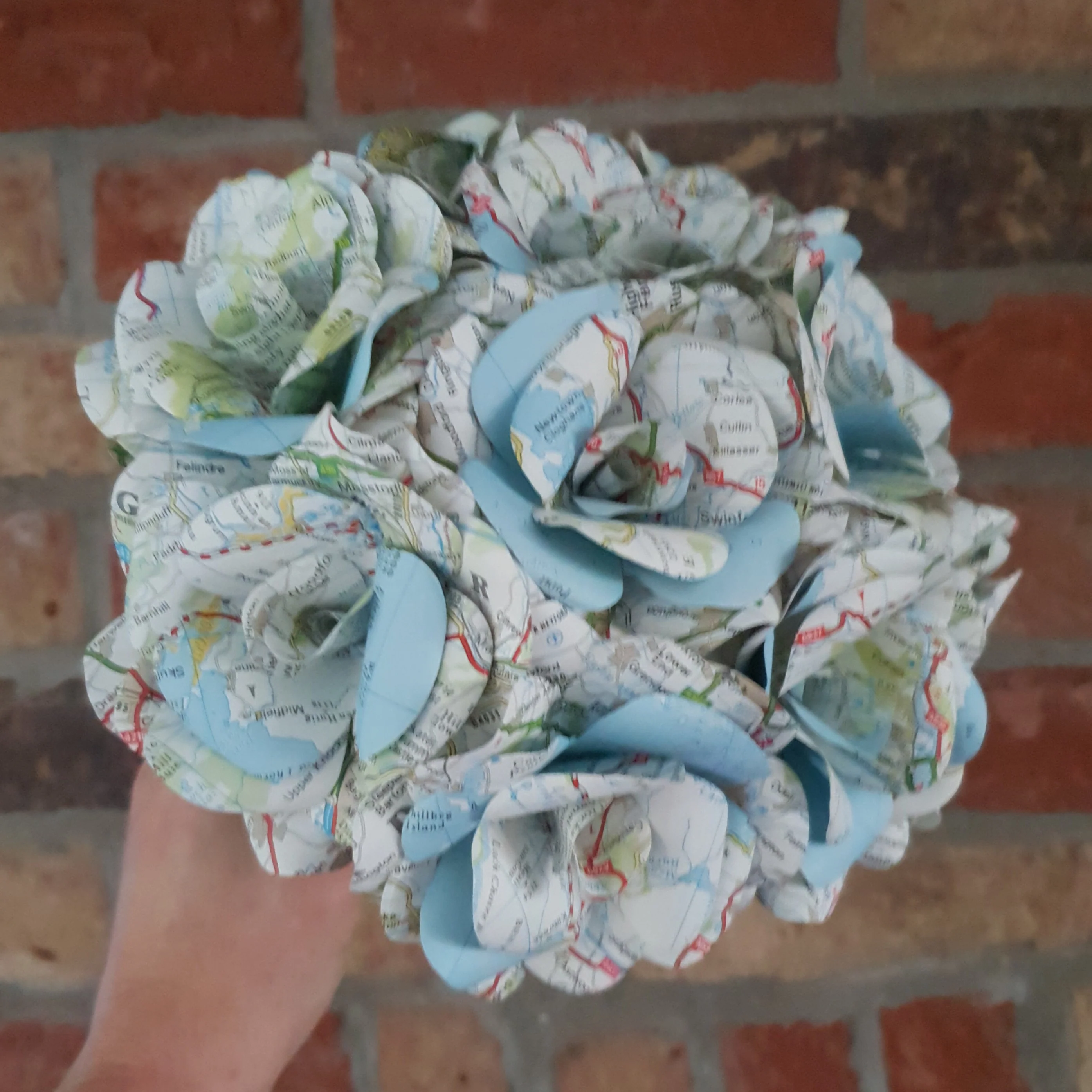 Map Rose Paper Flower Bridal Bouquet - Wedding Flowers - Image 8