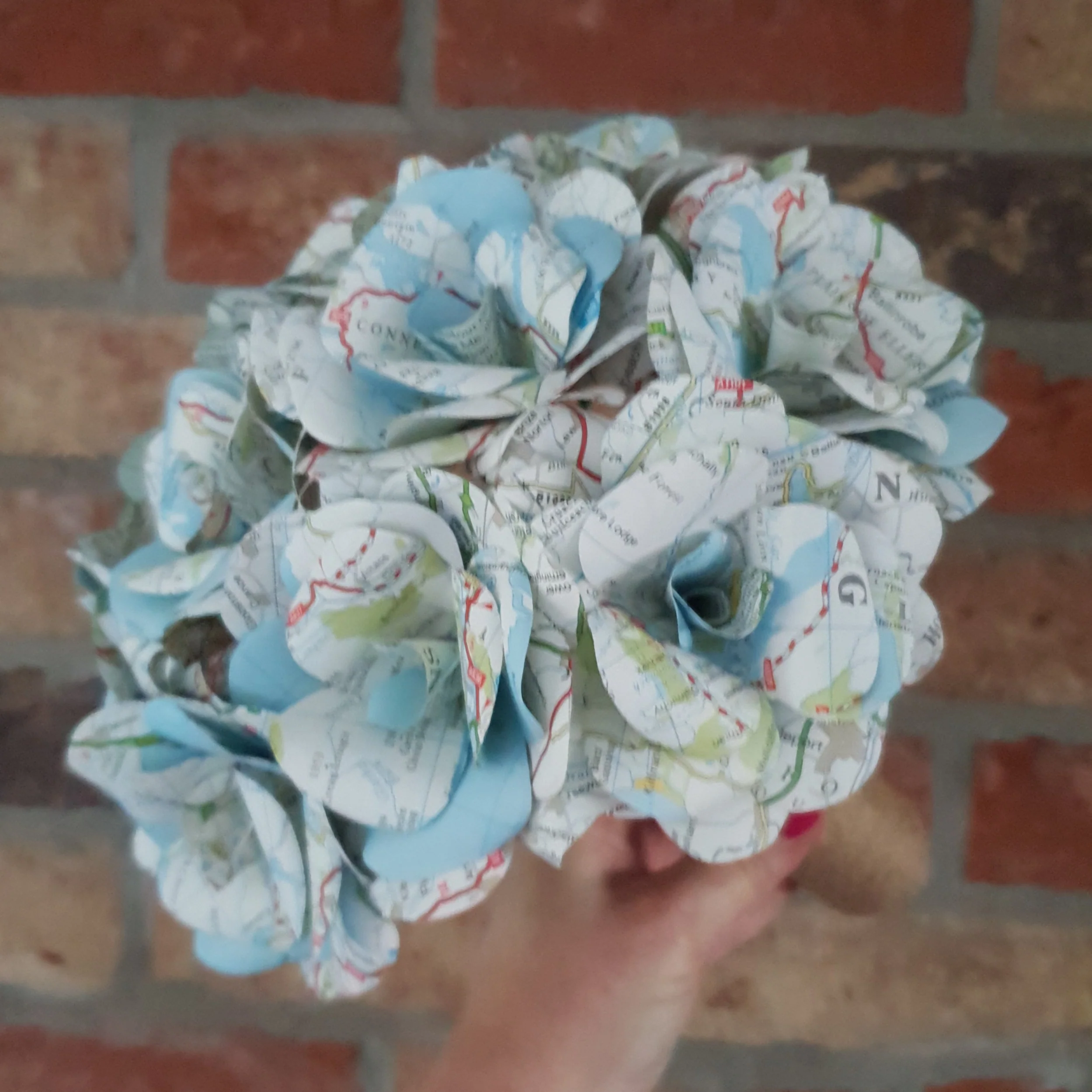 Map Rose Paper Flower Bridal Bouquet - Wedding Flowers - Image 9
