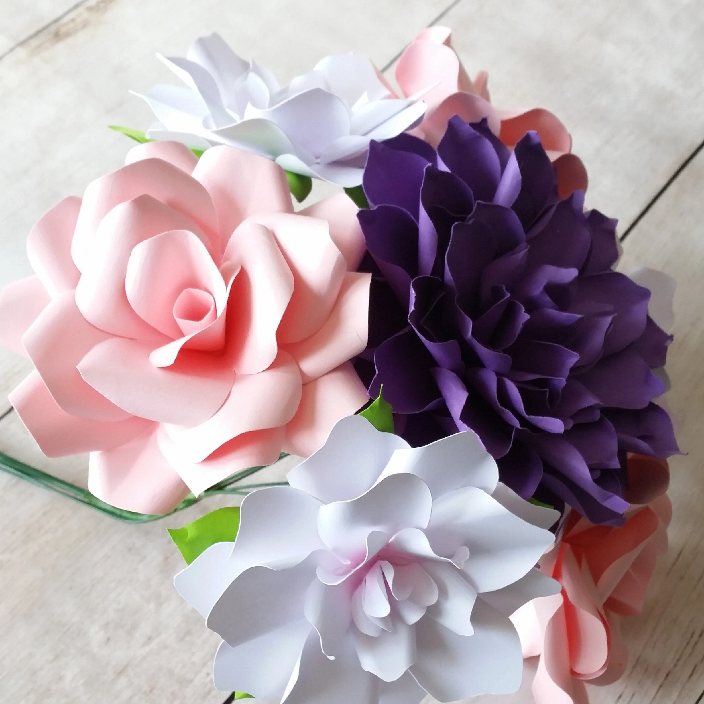 Mixed Paper Flower Bouquet - Rose - Gardenia - Dahlia -Alternative Forever Flowers - Image 5