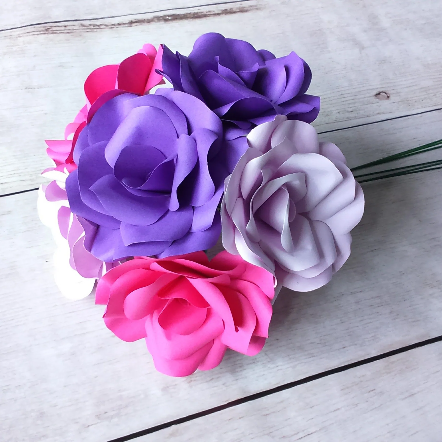 Paper Flowers, Purple, Lilac & Pink Roses - Image 3