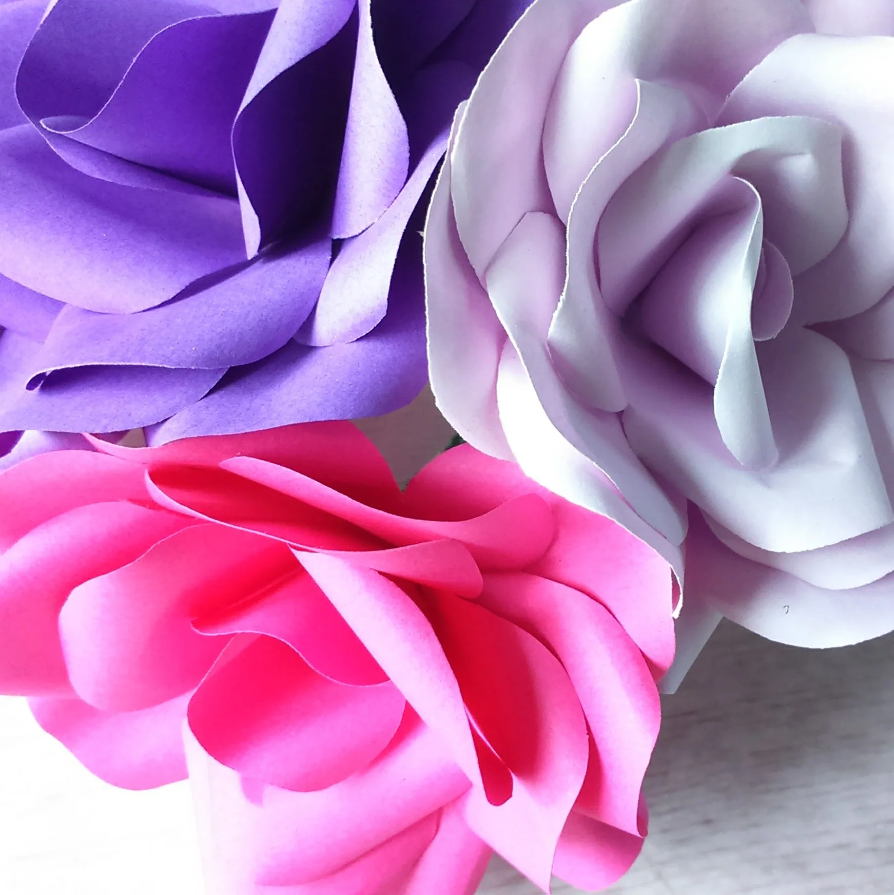 Paper Flowers, Purple, Lilac & Pink Roses - Image 4
