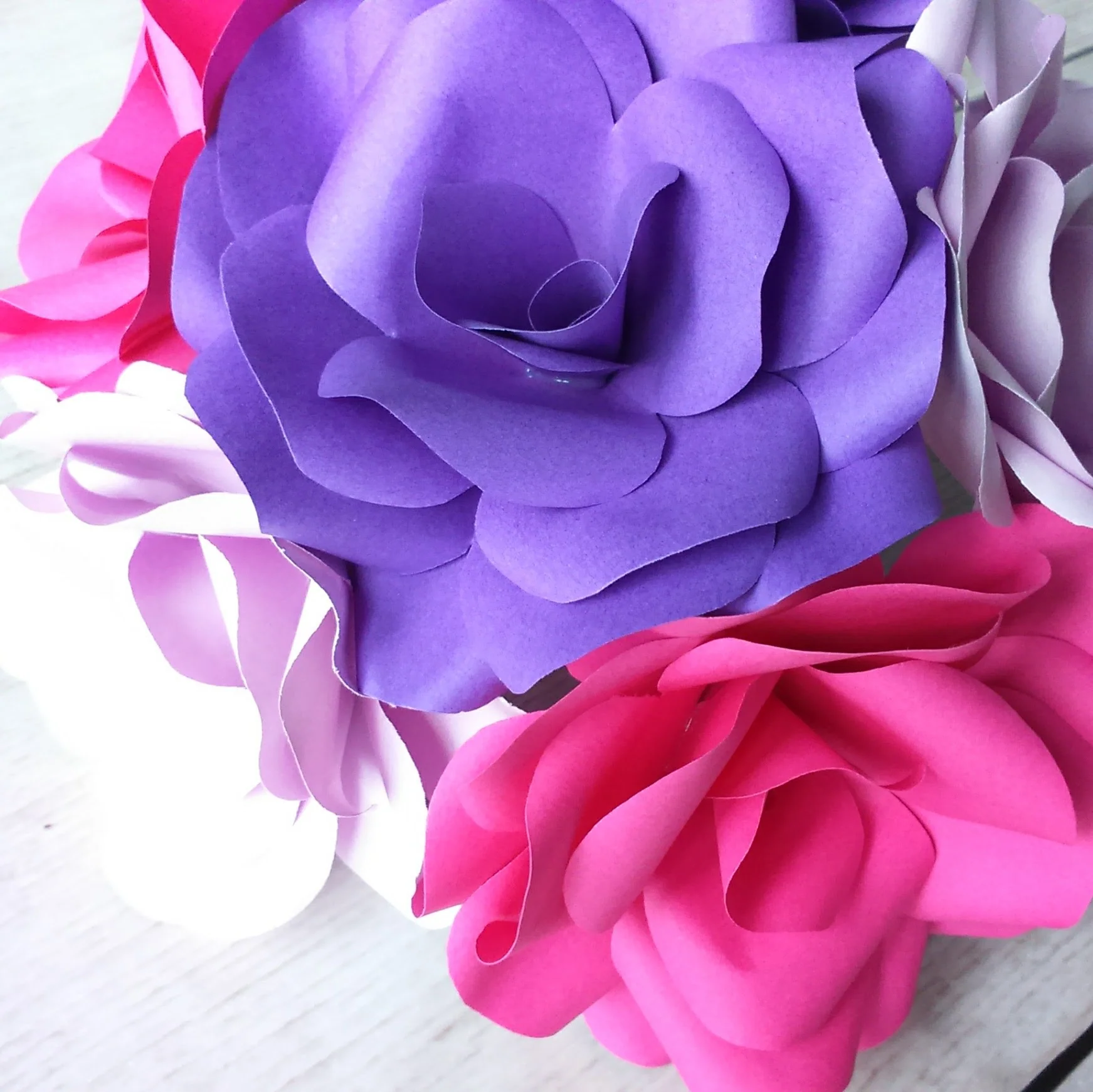 Paper Flowers, Purple, Lilac & Pink Roses - Image 5
