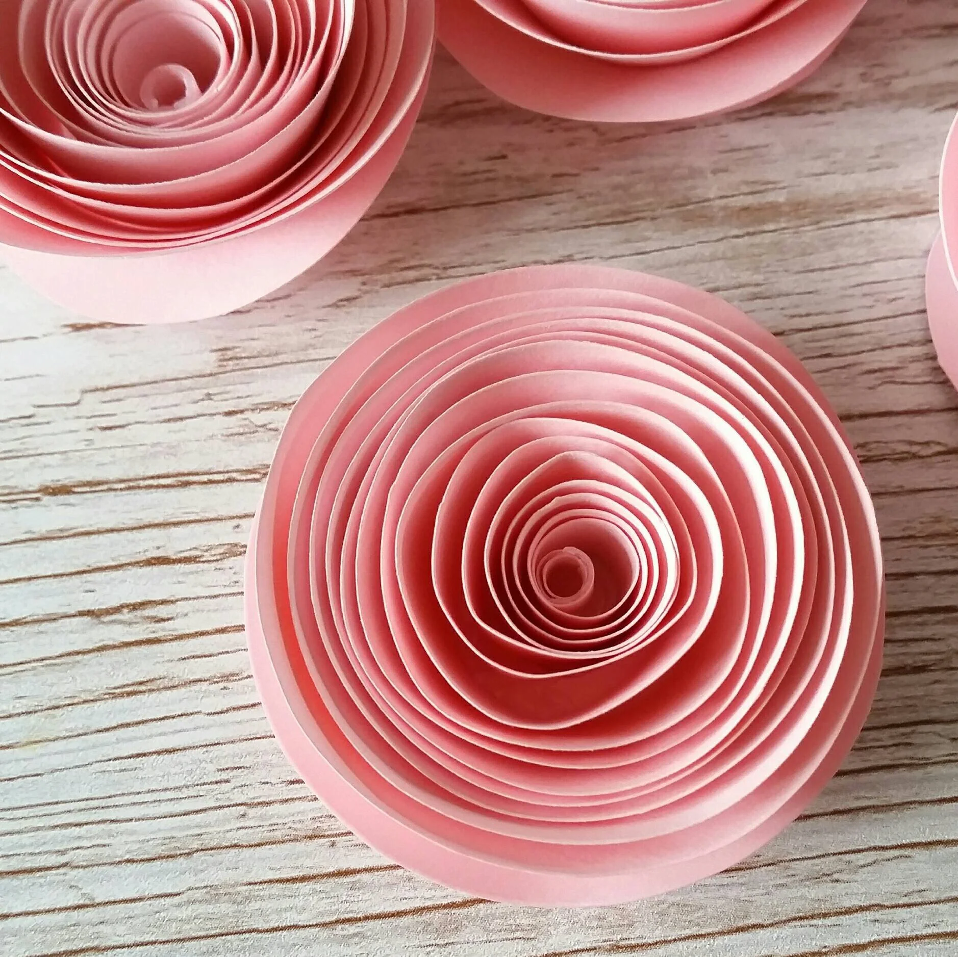 Pink Paper Flowers, Rolled Roses, Loose Flowers - Table Decorations - Image 3