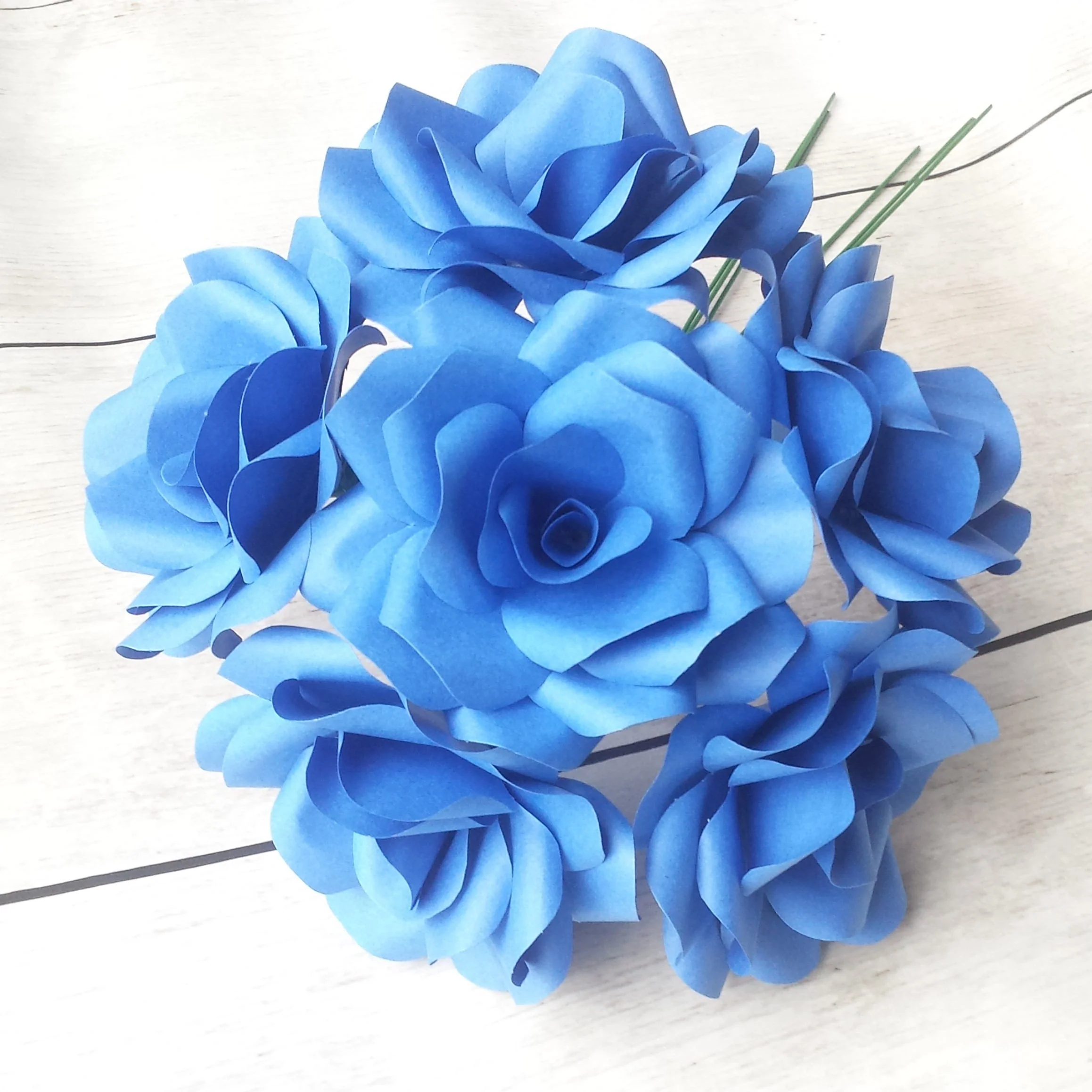 Royal Blue Paper Roses - Image 3
