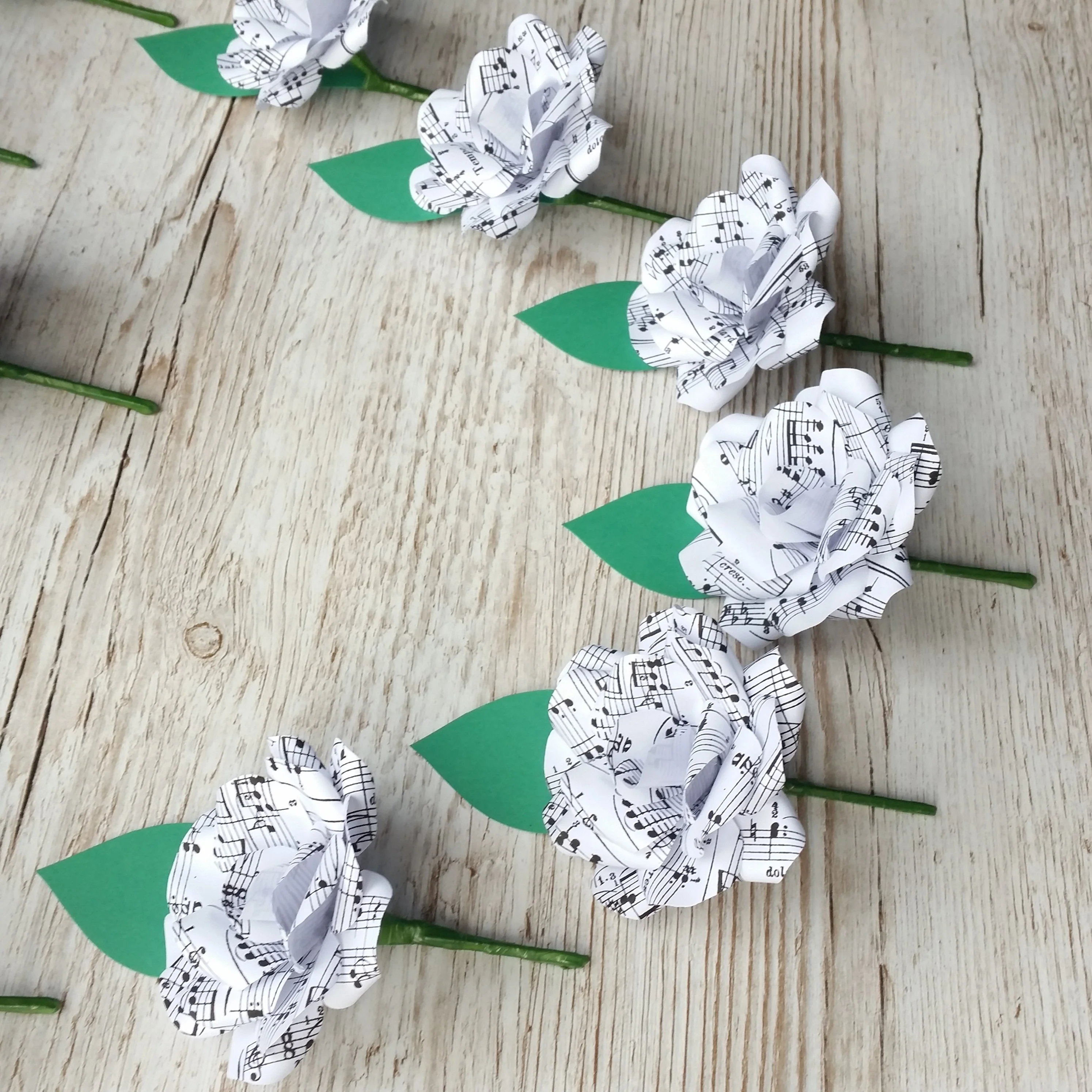 Sheet Music Paper Flower Buttonholes / Boutonnières - Image 3