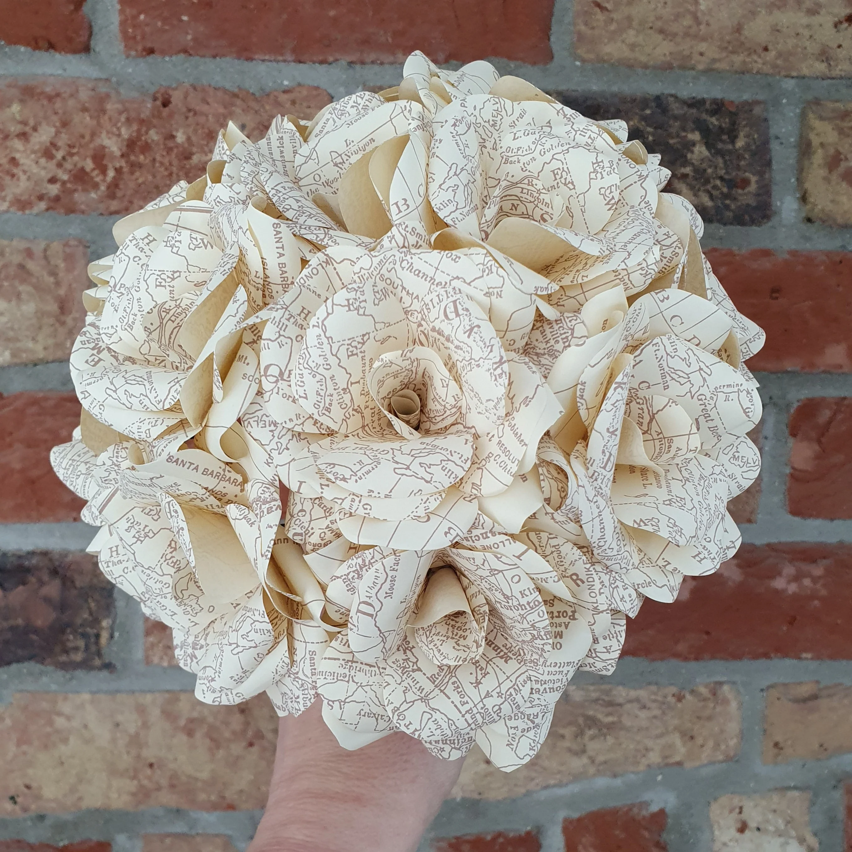 Vintage Map Paper Flower Bridal Bouquet - Image 10