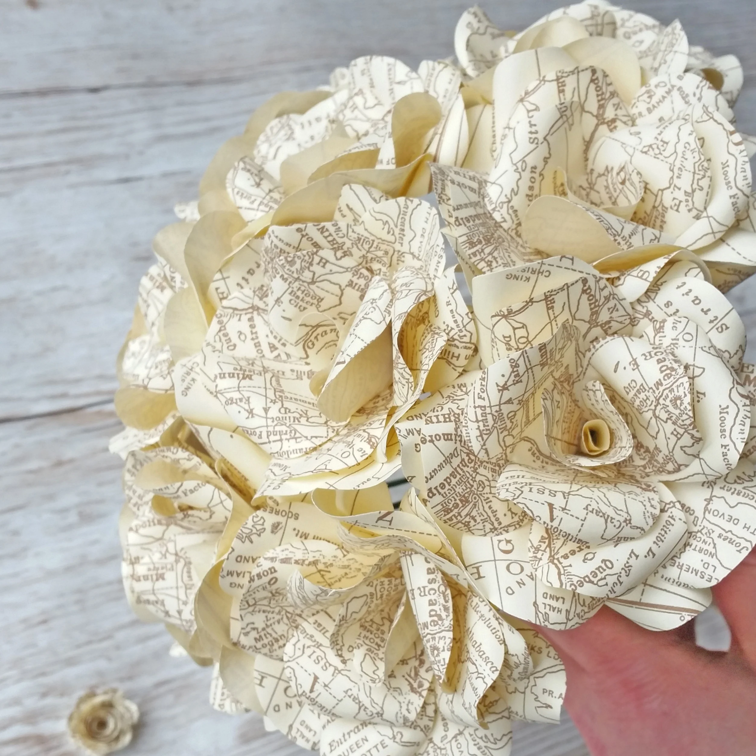 Vintage Map Paper Flower Bridal Bouquet - Image 5