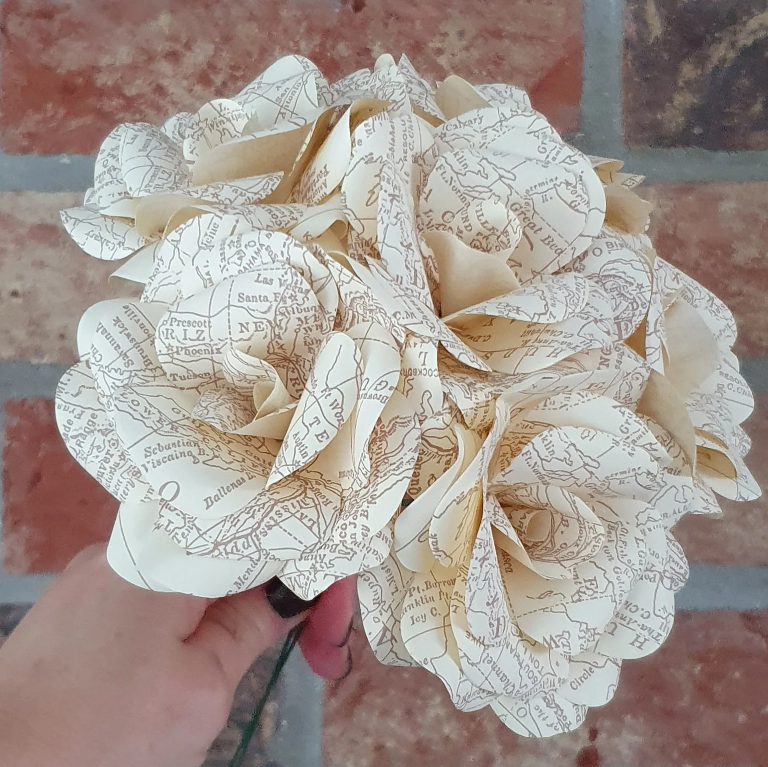 Vintage Map Paper Flowers - Image 10