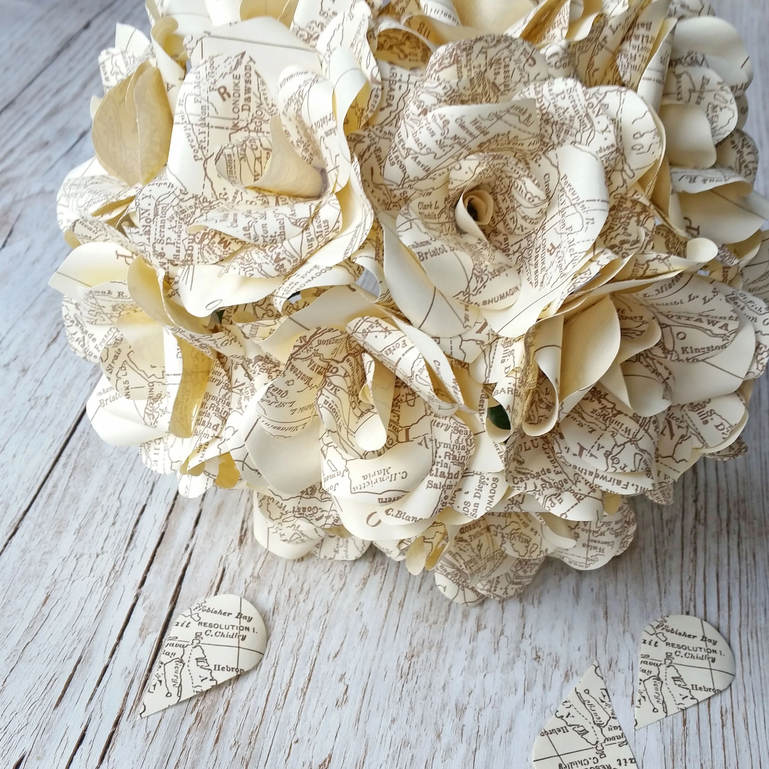 Vintage Map Paper Flowers - Image 4