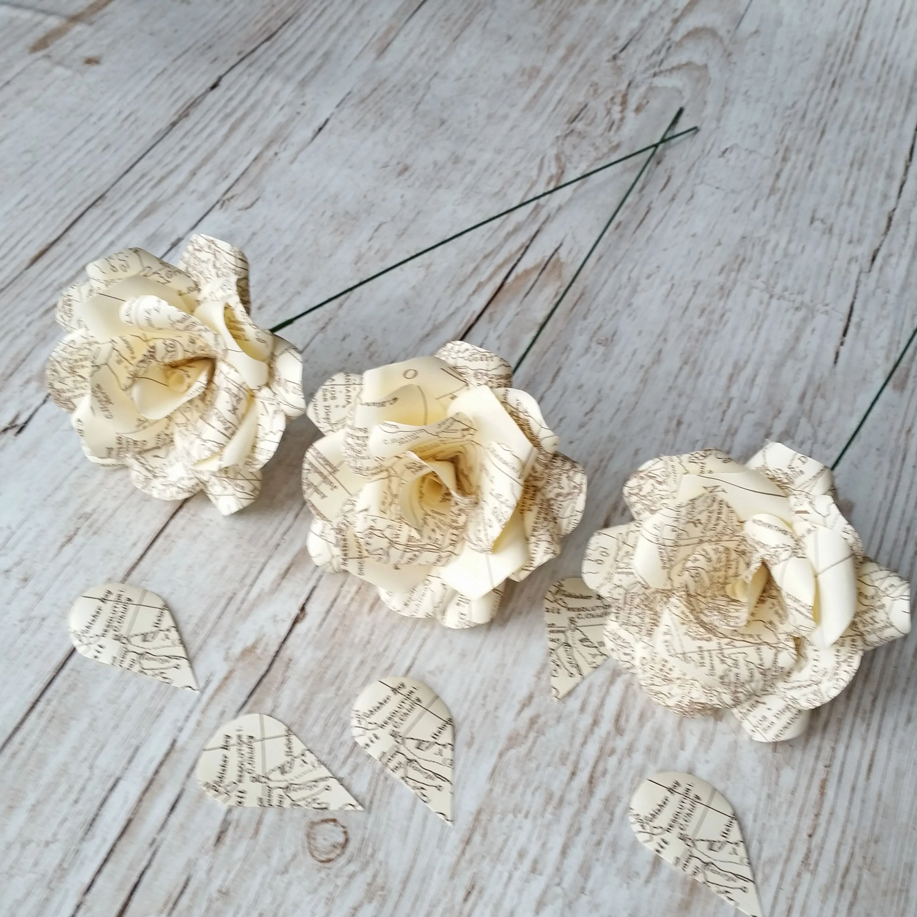 Vintage Map Paper Flowers - Image 6