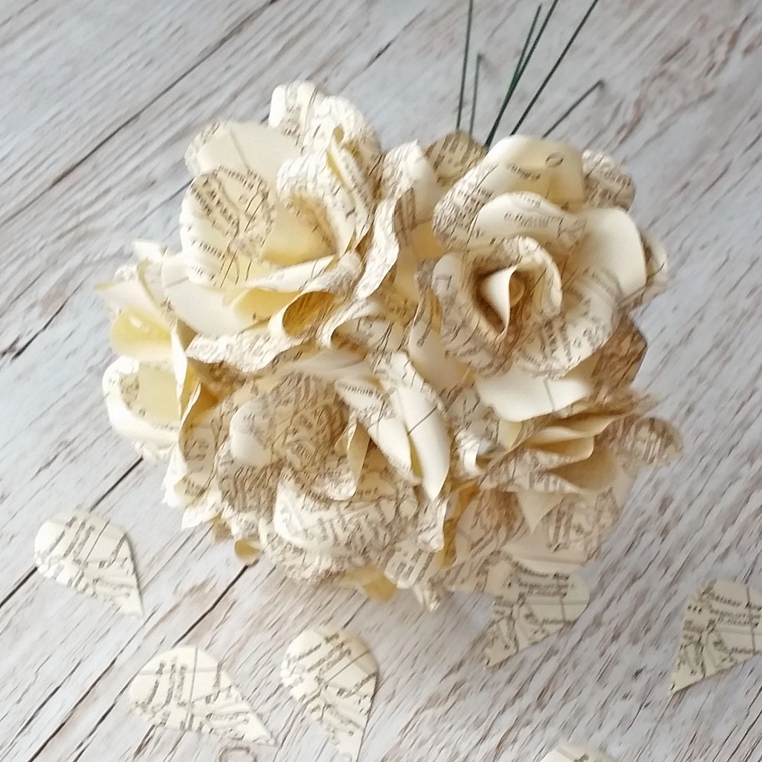 Vintage Map Paper Flowers - Image 7
