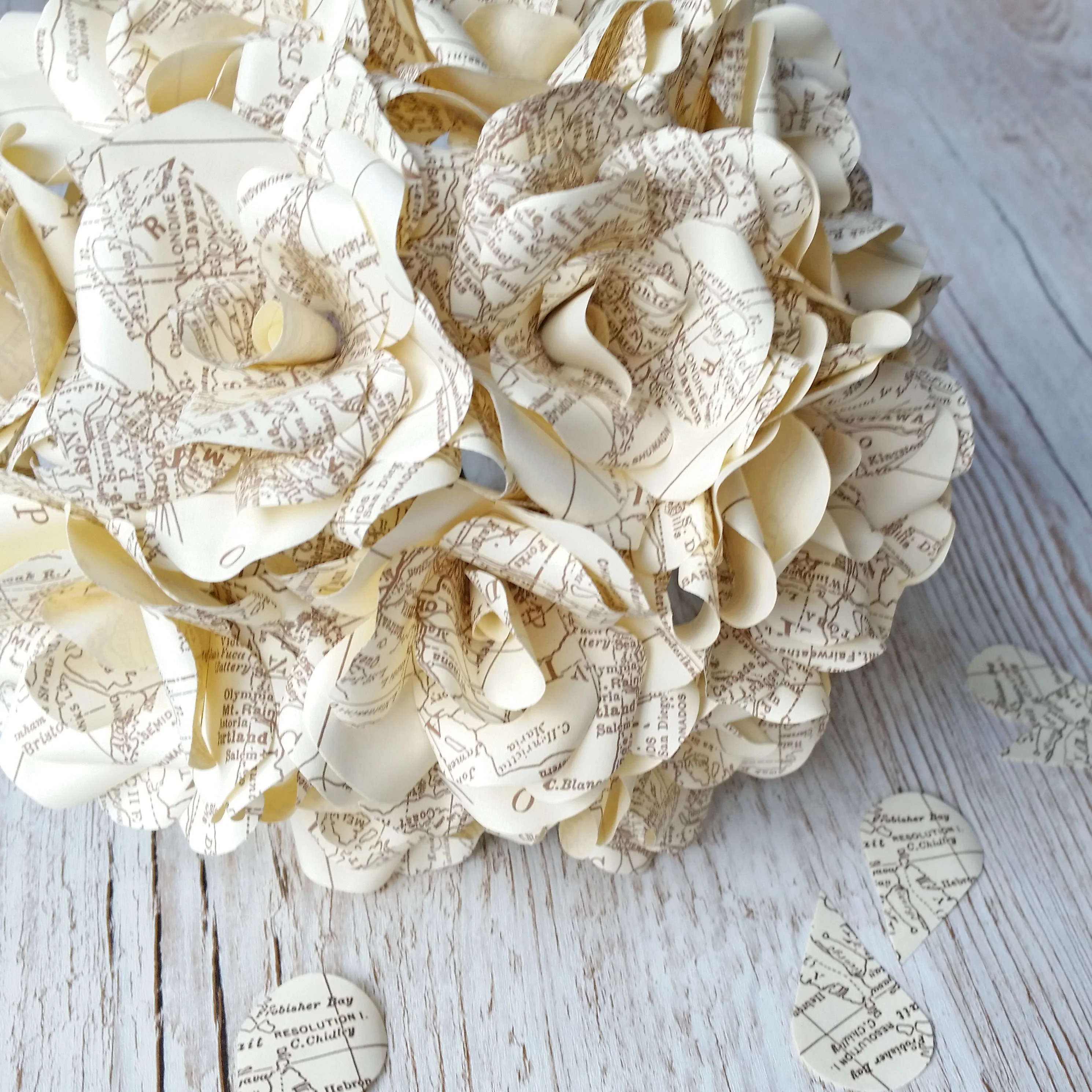 Vintage Map Paper Flowers - Image 9